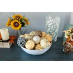 Flora Bunda 8-Piece Cream White Faux Foam Pumpkin Set - 3 in. Fall Harvest Tabletop Decor thumbnail 2