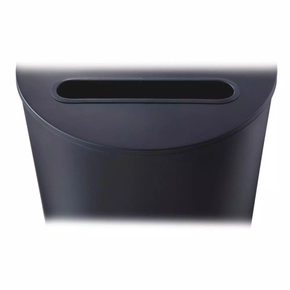 Safco 12.5 Gal. Matte Black Half-Round Steel Trash Can with 3 Interchangeable Lids
