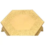 Benzara 14 in. Gold Hexagonal Metal Wedding Cake Stand with Hammered Center thumbnail 3