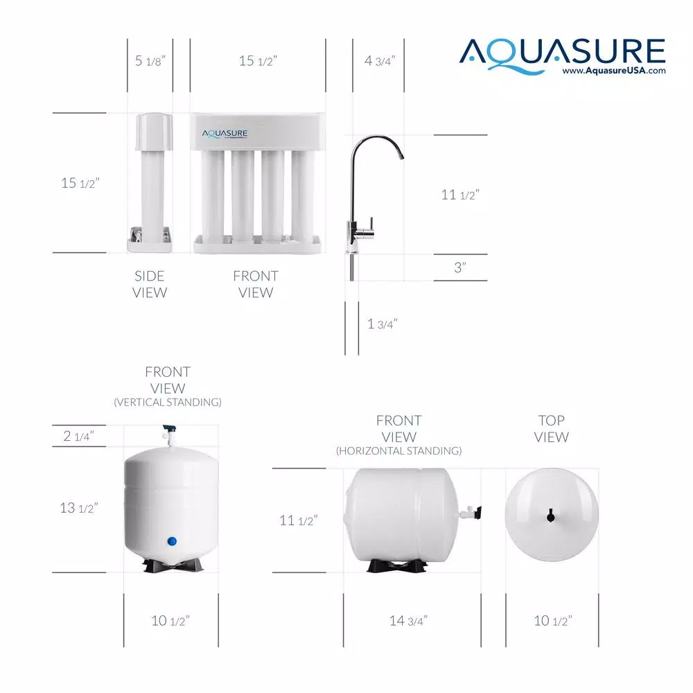 AQUASURE Premier Elite 100 GPD Reverse Osmosis Water Filtration System with Electric Booster Pump