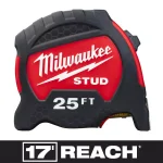 Milwaukee 25 ft. STUD Tape Measure with 17 ft. Reach and EXO360 Blade Technology thumbnail 8