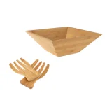 Classic Cuisine 11 in. Square Bamboo Salad Bowl Set with Two Utensils thumbnail 3