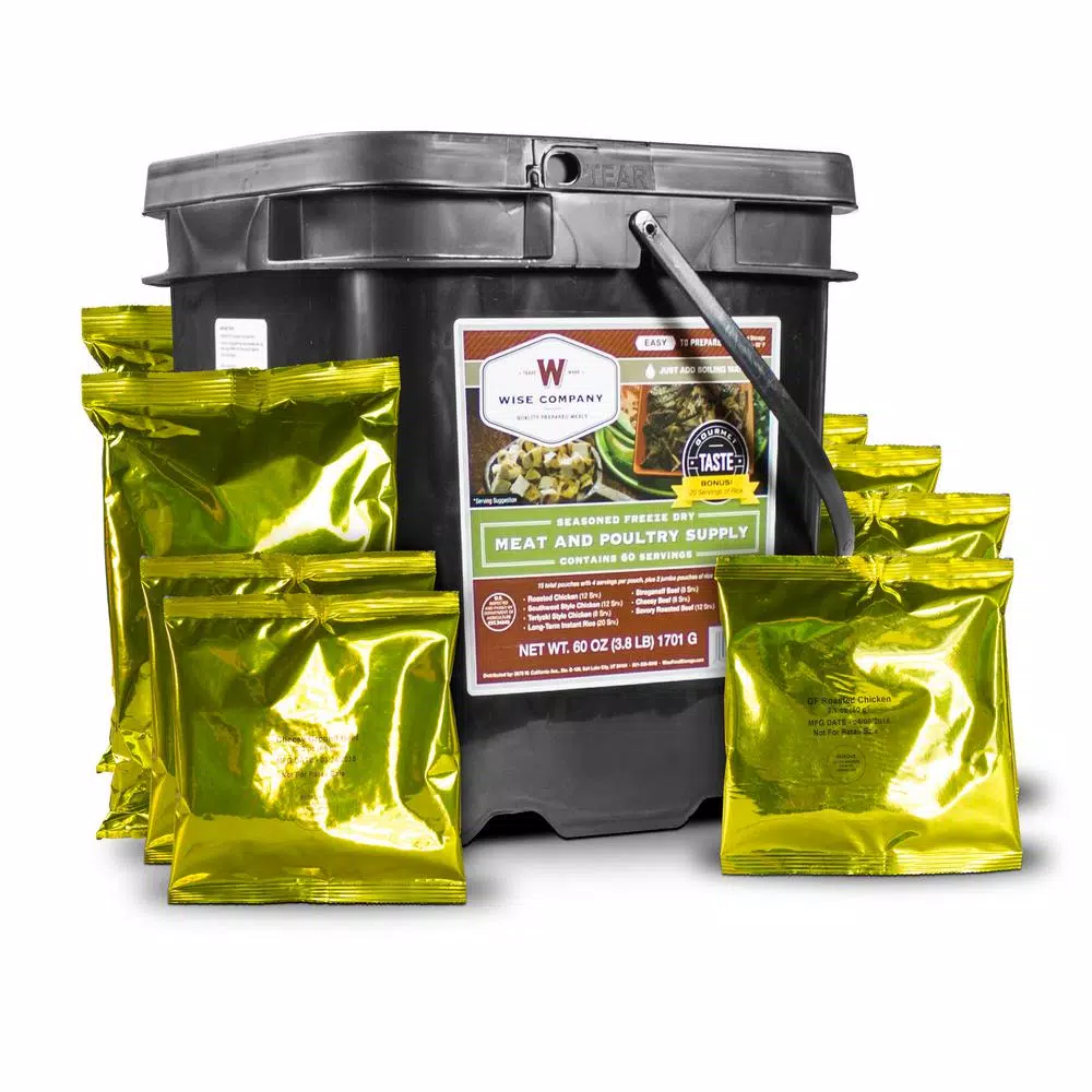 Wise Company Wise 60-Serving Freeze-Dried Meat, Poultry, and Rice Emergency Food Storage Bucket