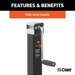 CURT Direct-Weld Square Trailer Jack with Side Handle, 8,000 lbs. Support, 15 in. Travel thumbnail 3