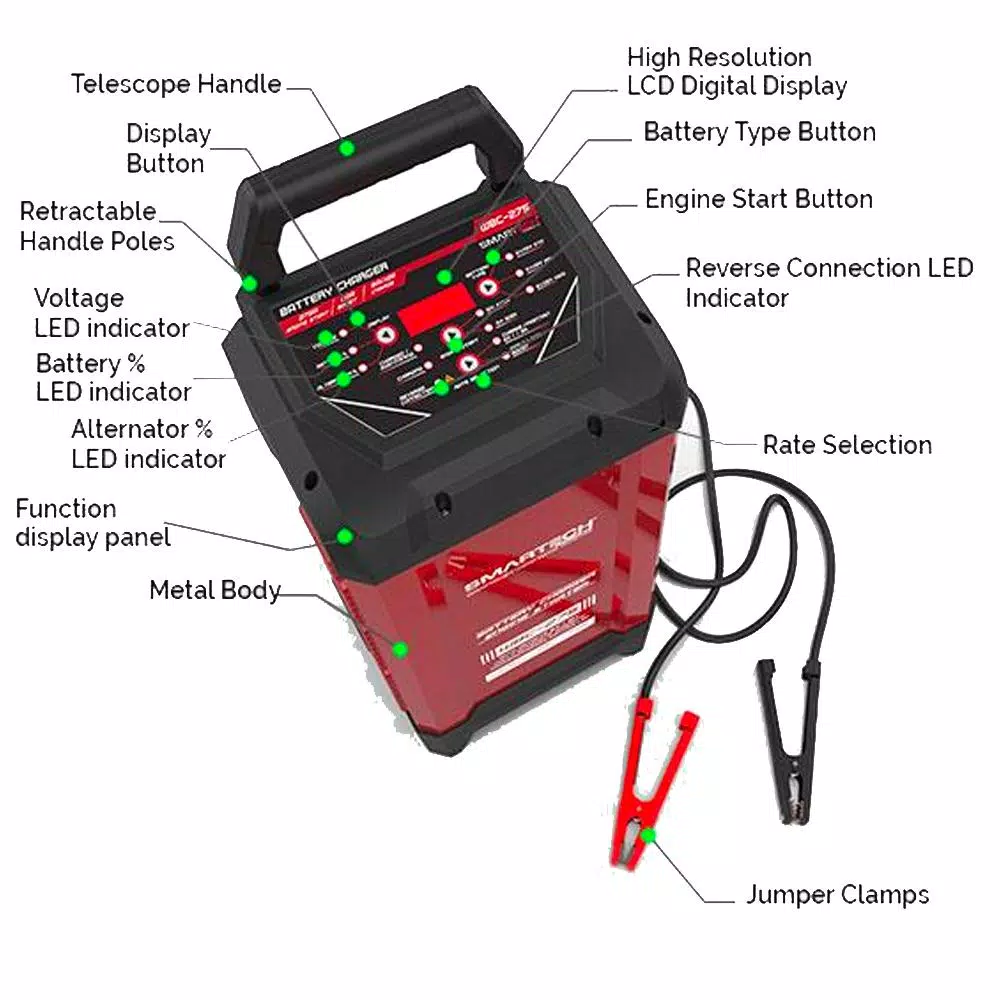 Smartech Products WBC-250 6V/12V Automotive Battery Charger, Maintainer & 250A Engine Starter