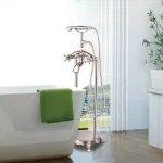 Vanity Art 40 in. Freestanding Single-Handle Claw Foot Tub Faucet with Hand Shower, Brushed Nickel thumbnail 2