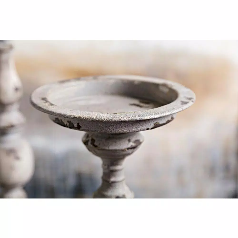 IMAX Hamilton Wrought Iron Hurricane Candleholders, Set of 2, Weathered Grey Finish