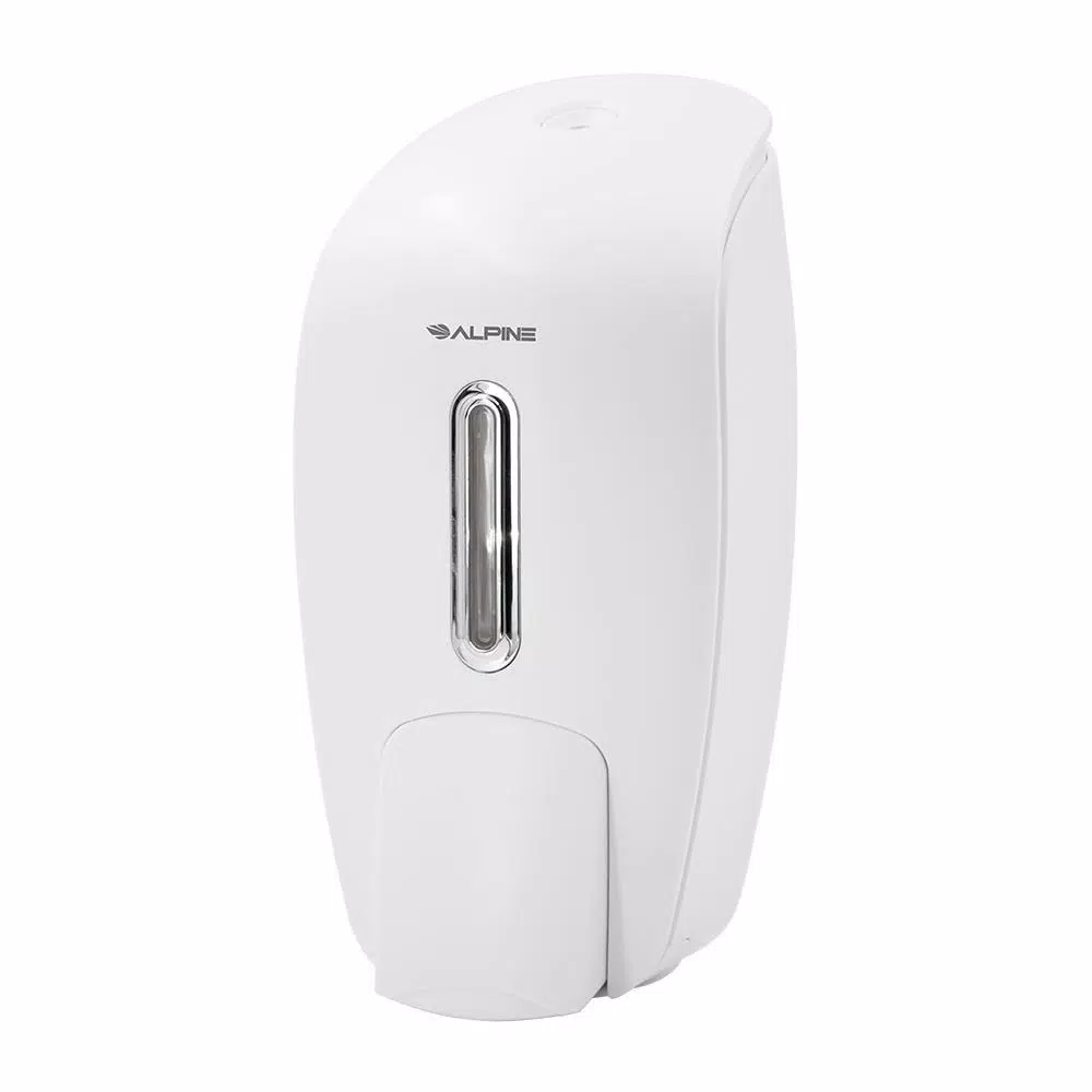 Alpine Industries Alpine 425 White Surface Mounted Liquid Soap and Hand Sanitizer Dispenser, 800 ml