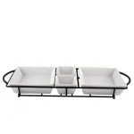 Gibson Gracious Dining 5-Piece White Porcelain Serving Set with Metal Rack thumbnail 1