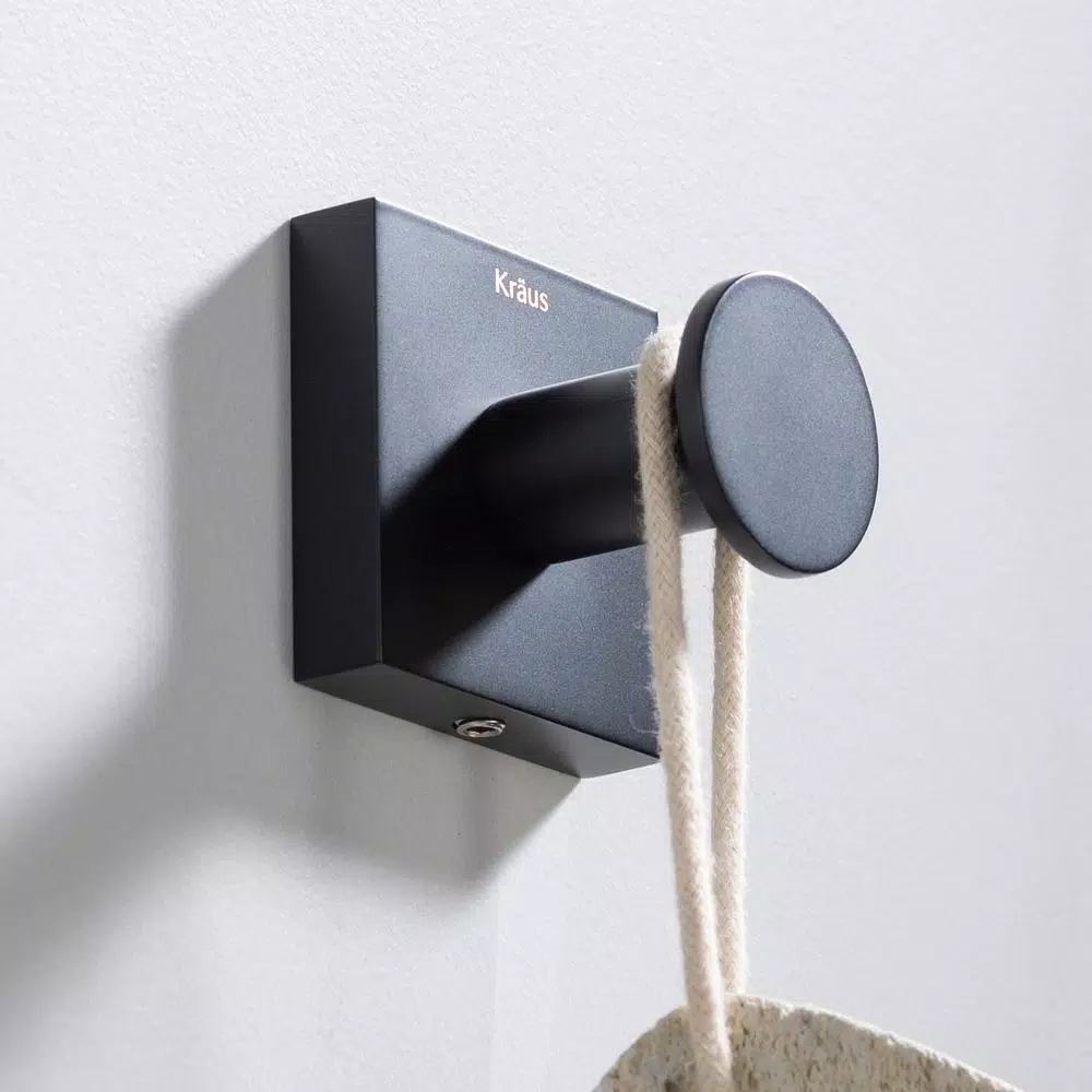 KRAUS Ventus Matte Black Solid Brass Robe and Towel Hook
