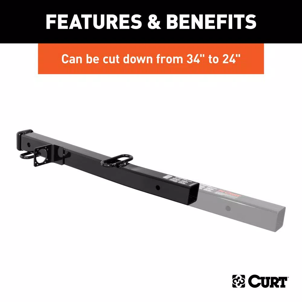 CURT Receiver Tube Adapter, 2-1/2" to 2" Shank, 34" Length, 4,500 lbs. GTW