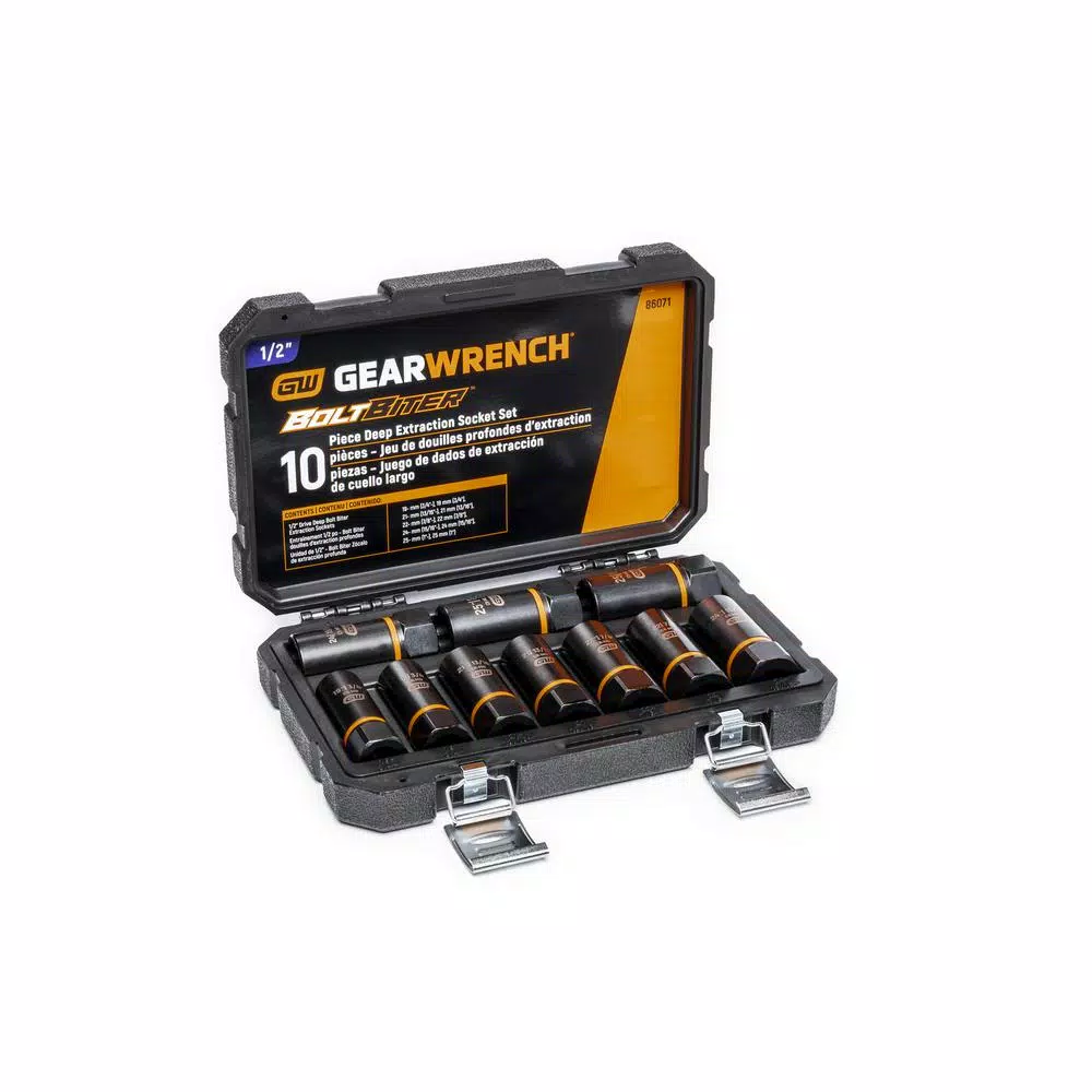 GEARWRENCH Bolt Biter 1/2 in. Drive Deep Extraction Socket Set, 10-Piece