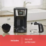 BLACK+DECKER 12-Cup Programmable Drip Coffee Maker with QuickTouch Panel and Evenstream Showerhead, Black thumbnail 6