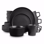 Stone Lain 16-Piece Modern Black Matte Stoneware Dinnerware Set for 4 thumbnail 1