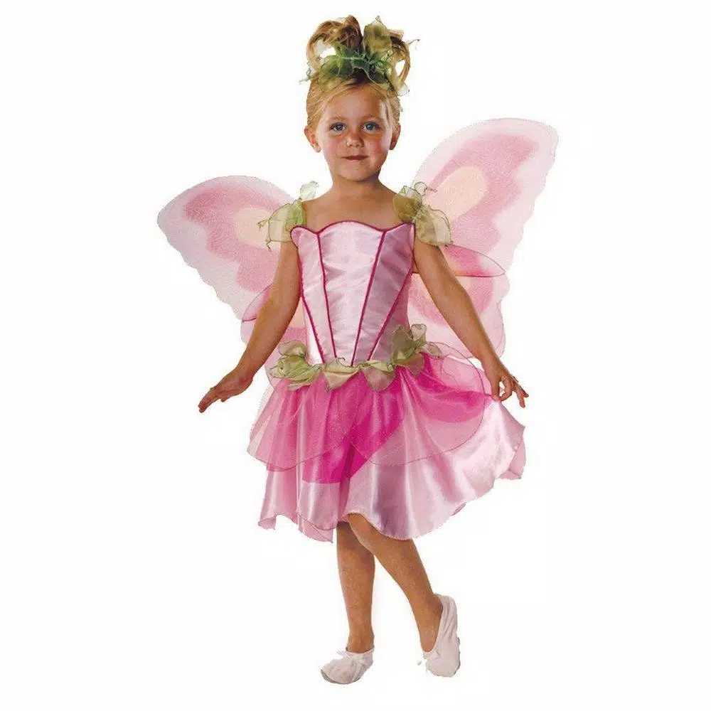 Unbranded Small Girls Pink Butterfly Fairy Halloween Costume with Wings and Wristlet
