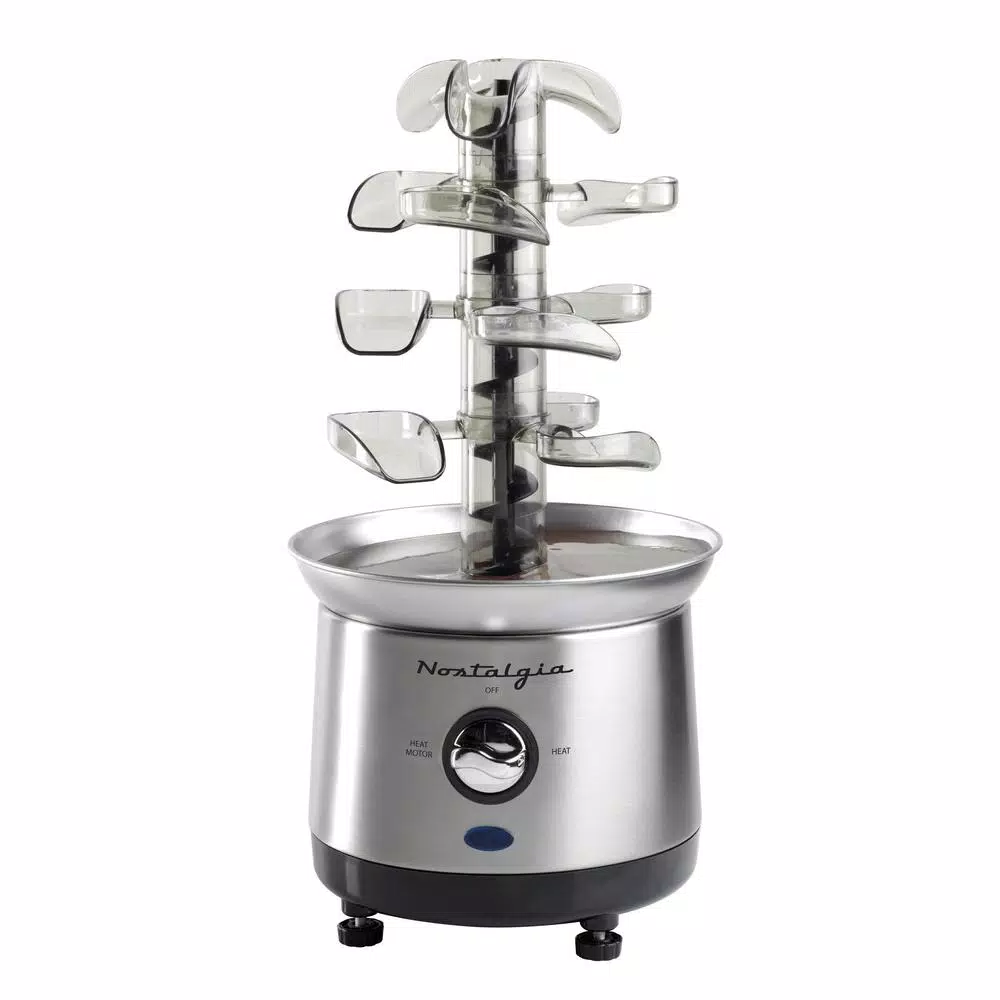 Nostalgia 3-Tier Stainless Steel Cascading Fondue Fountain with Auger-Style Flow