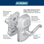 Schlage Elan Satin Chrome Electronic Keypad Door Lever with Plymouth Trim thumbnail 5