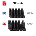 SUNEX TOOLS Sunex 2637 1/4 in. Drive SAE and Metric Impact Socket Set, 20-Piece thumbnail 2