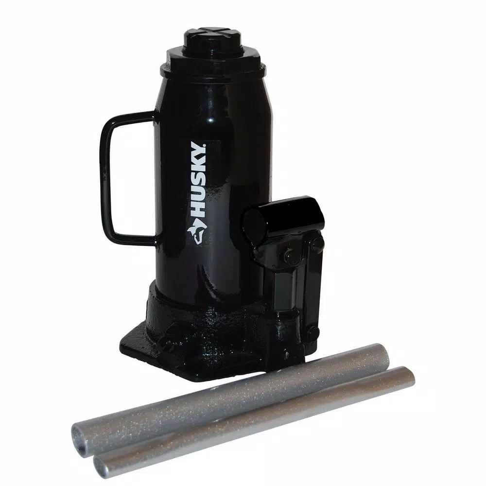 Husky 12-Ton Hydraulic Bottle Jack, 24,000 lb. Capacity, 9.5 in. to 18.4 in. Lift Range