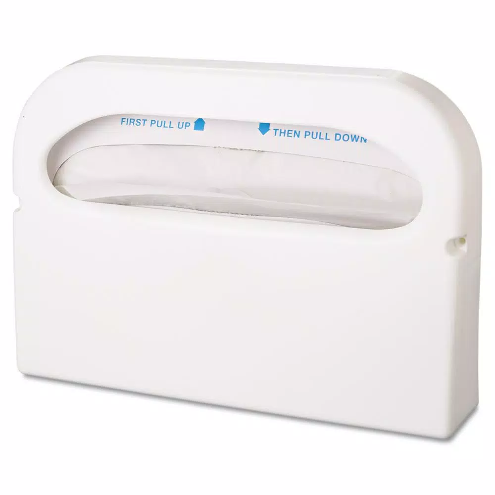 HOSPECO White Plastic Half-Fold Toilet Seat Cover Dispenser, 16 x 11.5 in.