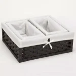 Household Essentials Black Paper Rope Wicker Utility Basket Set of 3 with Washable Cotton Liners thumbnail 3