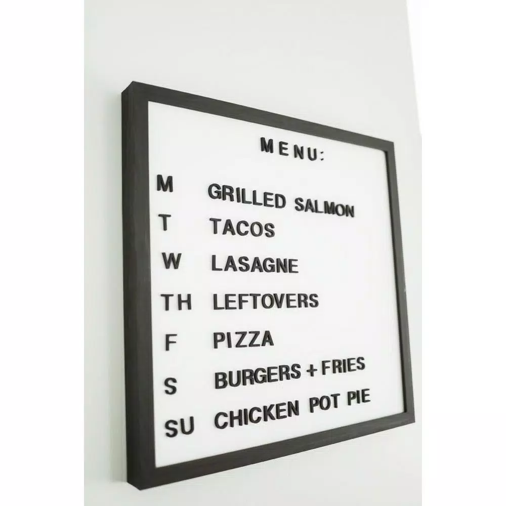 Petal Lane Home Letterlove Magnetic Memo Board with 150 Black Magnetic Letters and Ebony Frame