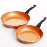 Gibson Home Hummington 2-Piece Aluminum Ceramic Nonstick Frying Pan Set, Metallic Copper thumbnail 1