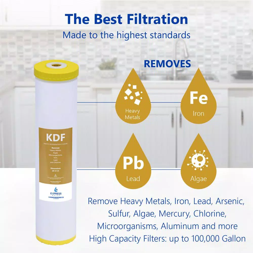 Express Water KDF Whole House Replacement Water Filter, 4.5 x 20 inch, Heavy Metal Removal