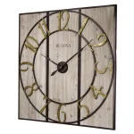 Bulova Vermont Country Store 45 in. Oversized 3-Panel Square Gallery Wall Clock - Weathered Grey Wood & Metal thumbnail 3