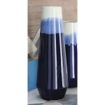 LITTON LANE Modern Reflections 20 in. Ceramic Tulip-Shaped Blue and White Gradient Decorative Vase thumbnail 1