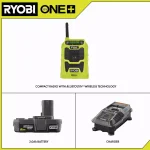 RYOBI 18V ONE+ Cordless Compact Radio Bluetooth Kit with 2.0 Ah Battery and IntelliPort Charger thumbnail 2