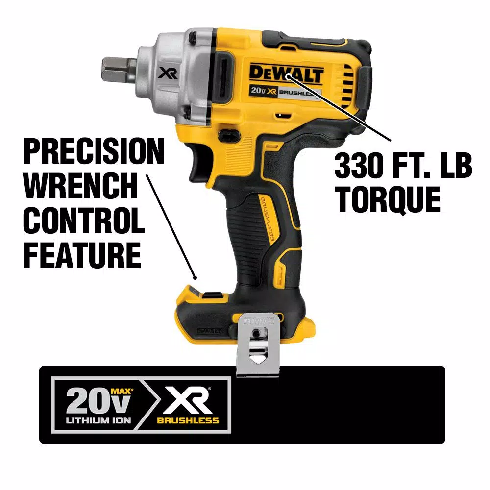 DEWALT 20V MAX XR 1/2 in. Mid-Range Brushless Cordless Impact Wrench Kit with (2) 5.0 Ah Batteries & Charger