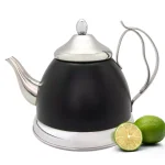 Creative Home Nobili-Tea 2 qt. Opaque Black Stainless Steel Tea Kettle with Removable Infuser Basket thumbnail 2