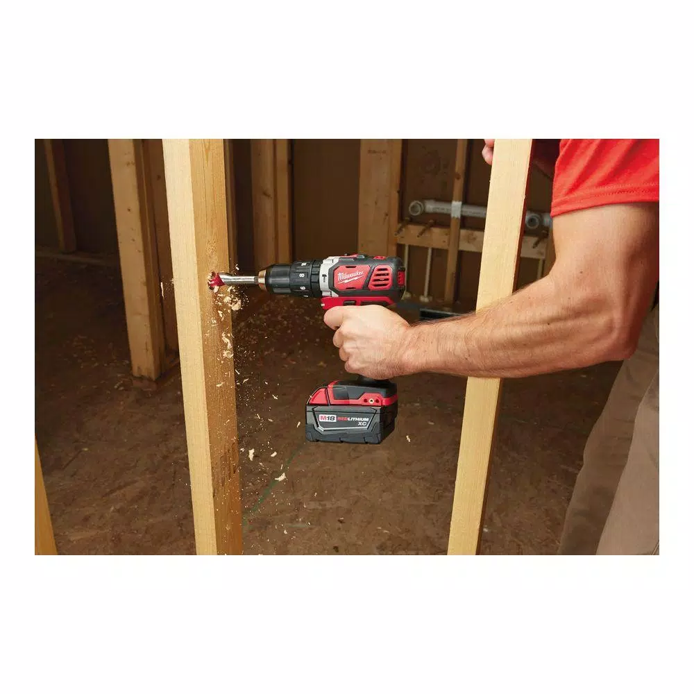 Milwaukee M18 18V Lithium-Ion Cordless 1/2 in. Hammer Drill Driver Kit with (2) 3.0Ah Batteries, Charger & Case
