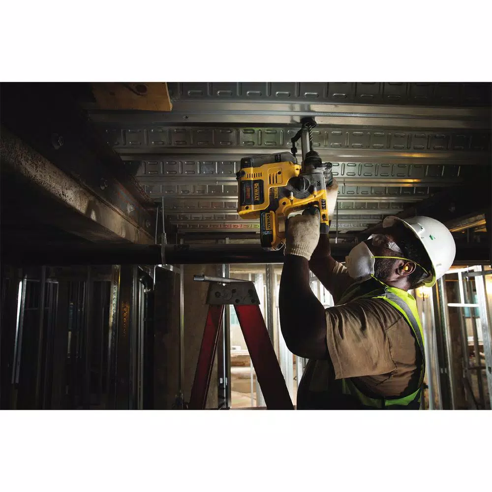 DEWALT 20V MAX XR Brushless 1 in. SDS Plus L-Shape Rotary Hammer Kit with Dust Extractor & (2) 5.0 Ah Batteries