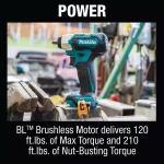 Makita 12V MAX CXT Brushless 3/8 in. Square Drive Cordless Impact Wrench, Tool Only thumbnail 8