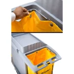 Alpine Industries 3-Shelf PVC Janitorial Cleaning Cart with 2 Yellow Vinyl Bags thumbnail 5
