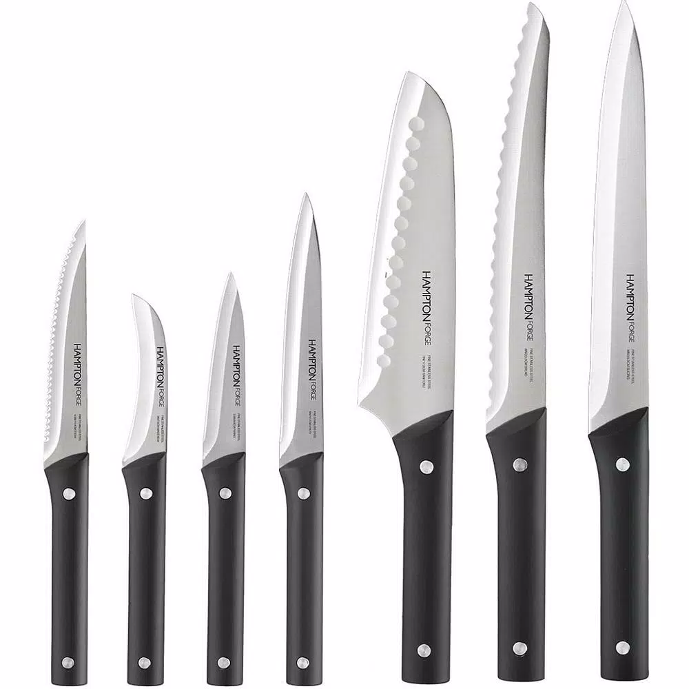 Hampton Forge 13-Piece Kitchen Knife Set with Stainless Steel Blades and Wood Block