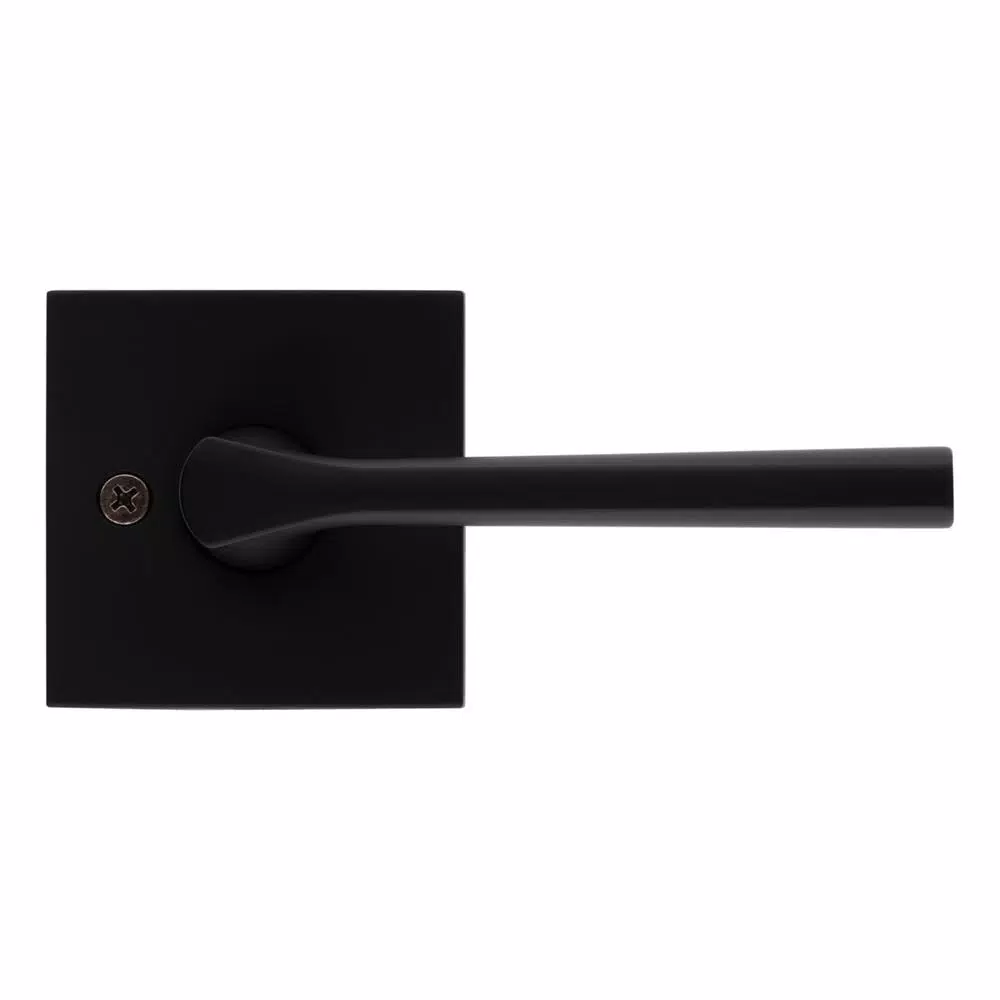Kwikset Lisbon Square Matte Black Interior Passage Door Lever
