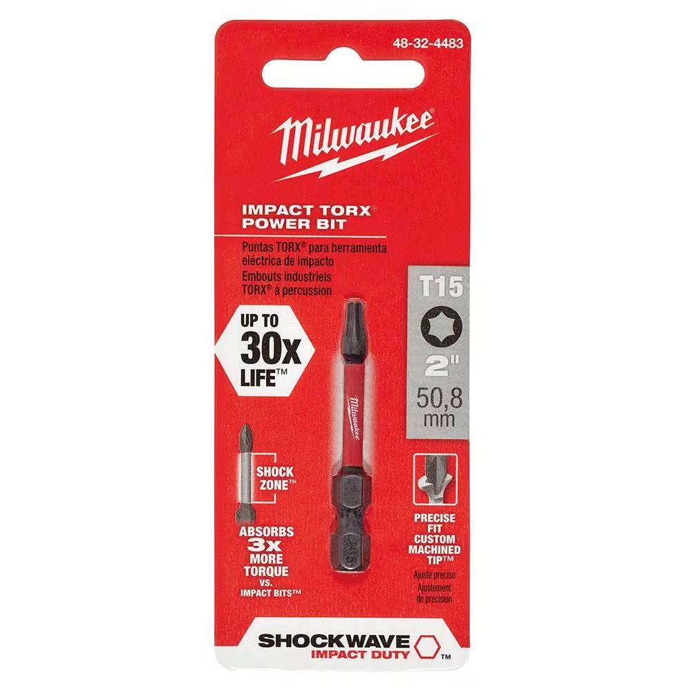 Milwaukee SHOCKWAVE 2 in. T15 Torx Impact Power Bit