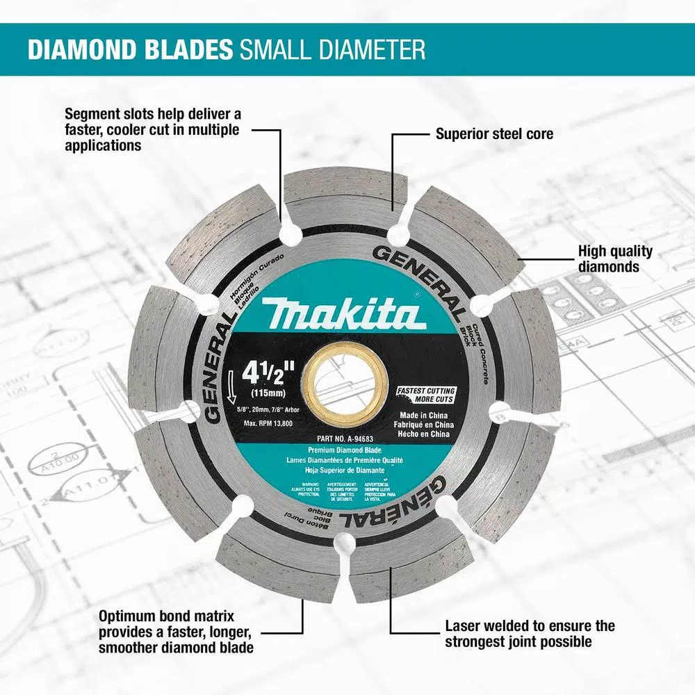Makita 4-1/2 in. Segmented Rim Diamond Blade, 2-Pack
