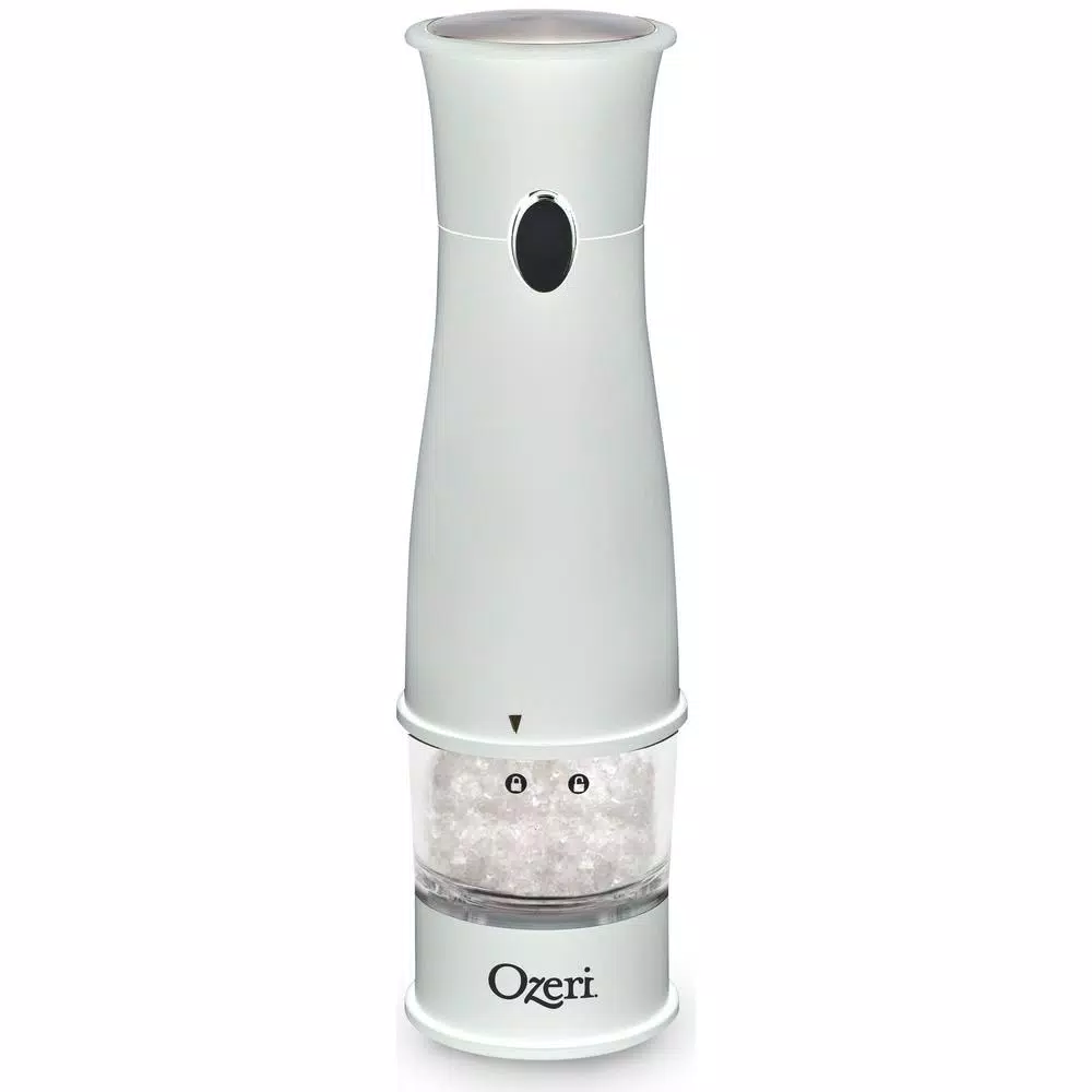 Ozeri Artesio Electric Salt and Pepper Grinder Set, BPA-Free Ceramic Burr Mills with Built-in Light