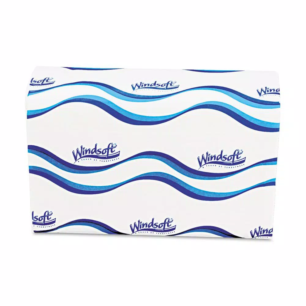 Windsoft Multi-Fold White 1-Ply Paper Towels, 9.4 x 9.25 in, 250 Sheets per Pack, 16 Packs per Carton