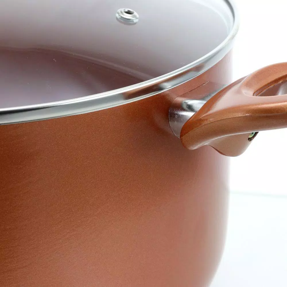 Better Chef 3 Qt. Round Aluminum Ceramic Nonstick Dutch Oven with Glass Lid, Copper