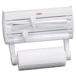 HOUSEHOLD ESSENTIALS Leifheit Wall Mount Paper Towel Holder with Spice Rack and Foil/Plastic Wrap Dispensers, White thumbnail 1