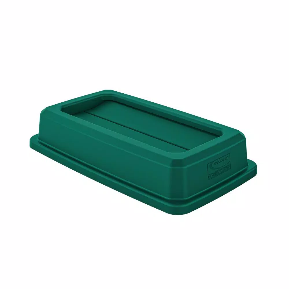 Suncast Commercial 23 Gallon Slim Trash Can Replacement Lid with Double Flip Top - Green