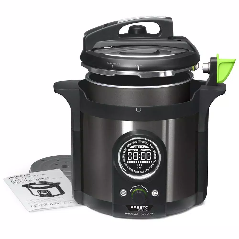 Presto Precise Plus 6 Qt. Black Stainless Steel Electric Pressure Cooker with 19 Programmed Settings