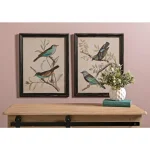 IMAX Maisly Bird Wall Decor Set of 2 - Art Deco Wood Grain Picture Frames thumbnail 2
