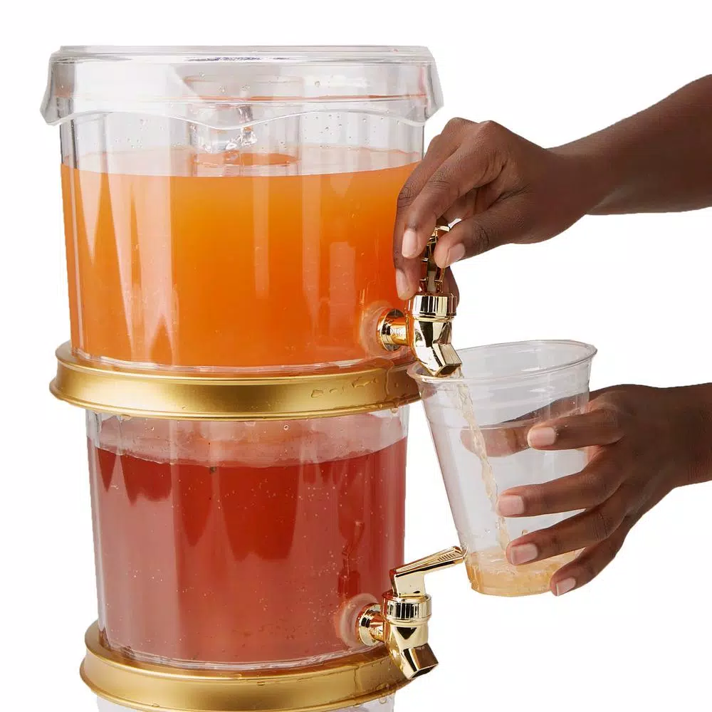 Mind Reader 2-Gallon 2-Tier Stackable Beverage Dispenser with Ice Compartment and Dual Spigots