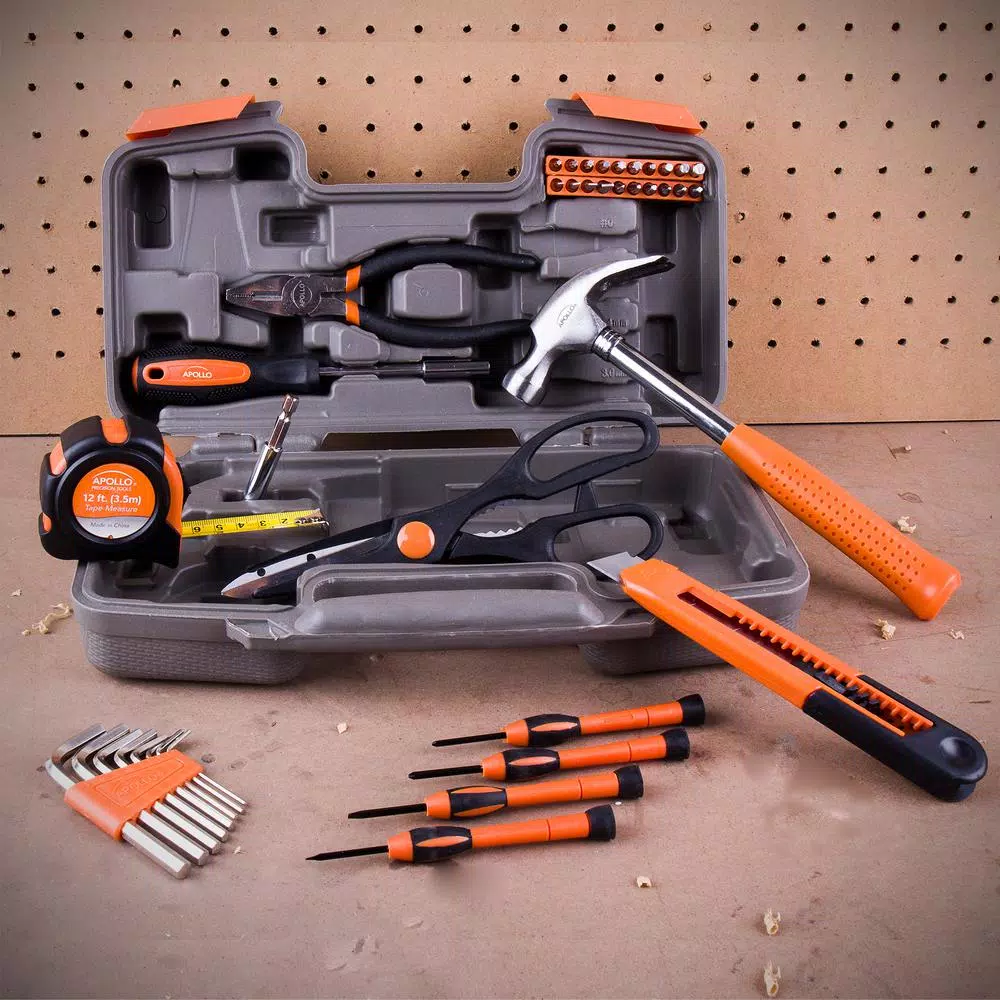 Apollo 39-Piece General Household Tool Set with Blow Molded Case - Orange